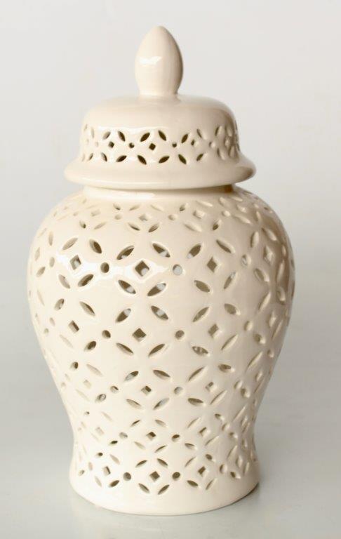 White Cutout Ginger Jar